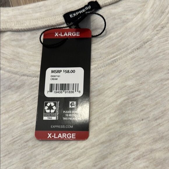 NWT EXPRESS BUTTERY SOFT Cream Sweatshirt XL CROPPED - Picture 3 of 3